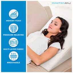Mantraraj Large Bed Wedge Pillow Memory Foam Top Reduce Back Pain, Snoring & Respiratory Problems With Breathable Washable Cover - thumbnail 7