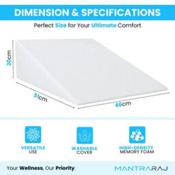 Mantraraj Large Bed Wedge Pillow Memory Foam Top Reduce Back Pain, Snoring & Respiratory Problems With Breathable Washable Cover - thumbnail 2