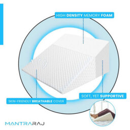 Mantraraj Large Bed Wedge Pillow Memory Foam Top Reduce Back Pain, Snoring & Respiratory Problems With Breathable Washable Cover - thumbnail 6