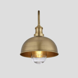 Industville Swan Neck Outdoor & Bathroom Dome Wall Light, 8 Inch, Brass, Brass Holder - thumbnail 2