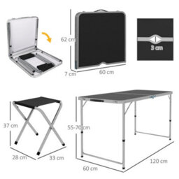 Outsunny Camping Table And Chairs Outdoor Indoor Use For Bbq Picnic Garden - thumbnail 3