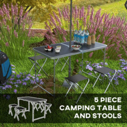 Outsunny Camping Table And Chairs Outdoor Indoor Use For Bbq Picnic Garden - thumbnail 4