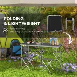 Outsunny Camping Table And Chairs Outdoor Indoor Use For Bbq Picnic Garden - thumbnail 7