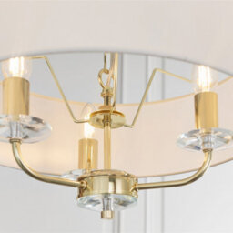 Anson Lighting Eureka 3Lt Pendant Light Finished In Brass Plate And Vintage White Fabric - thumbnail 5