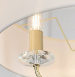 Anson Lighting Eureka 3Lt Pendant Light Finished In Brass Plate And Vintage White Fabric - thumbnail 6