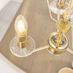 Anson Lighting Eureka 3Lt Pendant Light Finished In Brass Plate And Vintage White Fabric - thumbnail 3