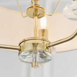 Anson Lighting Eureka 3Lt Pendant Light Finished In Brass Plate And Vintage White Fabric - thumbnail 4