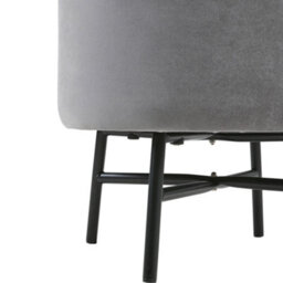 Living And Home Contemporary Grey Velvet Storage Ottoman With X-Shape Metal Legs Dia 480 X H 490  mm - thumbnail 5