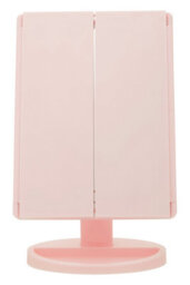 Orsina Portable Tri Fold Pink Led Table Mirror, Tri Fold Design Table Mirror, Versatile Small Mirrored Table - thumbnail 2