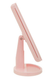Orsina Portable Tri Fold Pink Led Table Mirror, Tri Fold Design Table Mirror, Versatile Small Mirrored Table - thumbnail 4