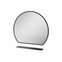 Affine 600mm Round Black Bathroom Mirror With Shelf Framed Wall Hung Modern 4mm Glass - thumbnail 5