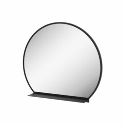 Affine 600mm Round Black Bathroom Mirror With Shelf Framed Wall Hung Modern 4mm Glass - thumbnail 4