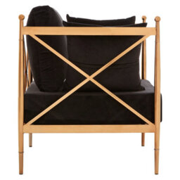 Orsina Luxurious Chair With Rose Gold Finished Metal Arms, Velvet Upholstered Arm Chair For Bedroom, Stylish Chair - thumbnail 3