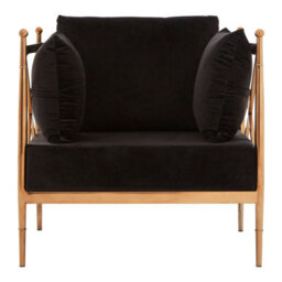Orsina Luxurious Chair With Rose Gold Finished Metal Arms, Velvet Upholstered Arm Chair For Bedroom, Stylish Chair - thumbnail 2