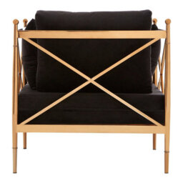 Orsina Luxurious Chair With Rose Gold Finished Metal Arms, Velvet Upholstered Arm Chair For Bedroom, Stylish Chair - thumbnail 4