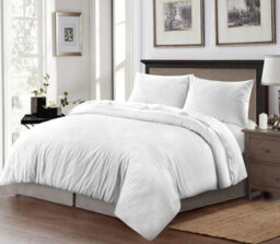 Homes & Linen Super Soft Brushed Microfiber Embossed Stripe White Duvet Cover Set With Pillowcases