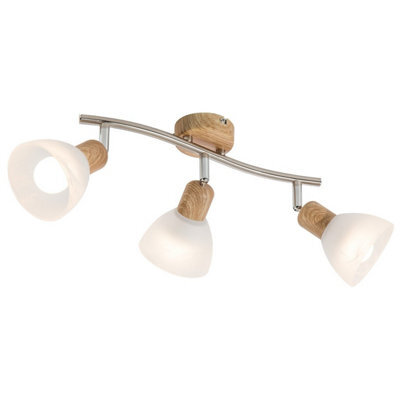 Luminosa Lighting Luminosa Daytona Ceiling Spotlight Bar Wood Look Alabaster Optic Glass Shade 3X E14 3000K