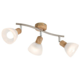 Luminosa Lighting Luminosa Daytona Ceiling Spotlight Bar Wood Look Alabaster Optic Glass Shade 3X E14 3000K