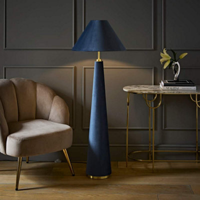 Valuelights Martha Blue Conical Lamp Shade Full Fabric Velvet Midi Floor Lamp - image 1