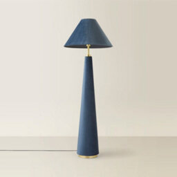 Valuelights Martha Blue Conical Lamp Shade Full Fabric Velvet Midi Floor Lamp - thumbnail 3