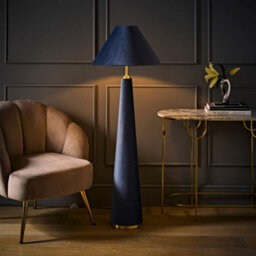 Valuelights Martha Blue Conical Lamp Shade Full Fabric Velvet Midi Floor Lamp - thumbnail 2