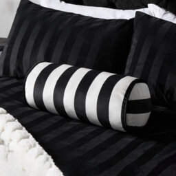 OHS Matte Velvet Stripe Bolster Pillow Soft Cylindrical Cushion - thumbnail 1