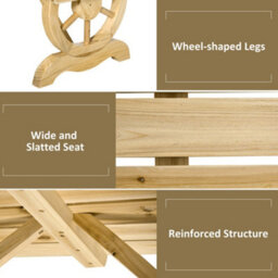 Wyld Haus Bave Pana Rustic 2-Seater Garden Bench With Wagon Wheel Legs And Slatted Seat - thumbnail 5