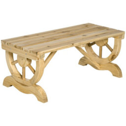 Wyld Haus Bave Pana Rustic 2-Seater Garden Bench With Wagon Wheel Legs And Slatted Seat - thumbnail 2