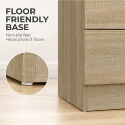Homcom Modern 3 Drawers Side Table, Bedside Table With Wood Effect, Oak - thumbnail 7
