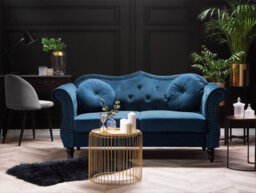 Beliani Sofa 2 Seater Skien Velvet Navy Blue - thumbnail 2