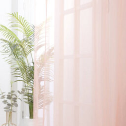 Deconovo Soild Eyelet Semi Transparent Net Curtains Super Soft Voile Curtains Decorative Sheer Curtans 55 X 54 Inch Pink 2 Panels - thumbnail 3