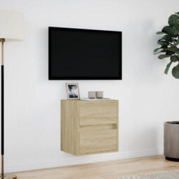 Berkfield Tv Wall Cabinet With Led Lights Sonoma Oak 41X31X45 Cm - thumbnail 4