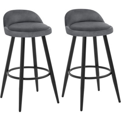 Dark Grey 2X Tall Bar Stool, Bar Chair With Backrest, Kitchen Stool, Breakfast Stool - image 1