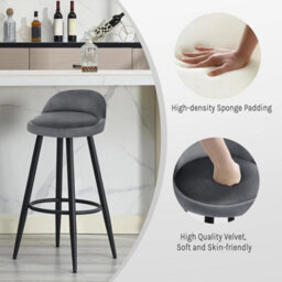 Dark Grey 2X Tall Bar Stool, Bar Chair With Backrest, Kitchen Stool, Breakfast Stool - thumbnail 5