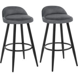Dark Grey 2X Tall Bar Stool, Bar Chair With Backrest, Kitchen Stool, Breakfast Stool - thumbnail 1