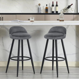 Dark Grey 2X Tall Bar Stool, Bar Chair With Backrest, Kitchen Stool, Breakfast Stool - thumbnail 4