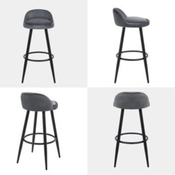 Dark Grey 2X Tall Bar Stool, Bar Chair With Backrest, Kitchen Stool, Breakfast Stool - thumbnail 3
