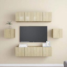 Berkfield 6 Piece Tv Cabinet Set Sonoma Oak Engineered Wood - thumbnail 1