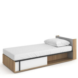 Arte Modern And Comfortable Imola Bed With Mattress In White Matt Right H660mm W940mm D2170mm - Adding A Touch Of Style To Your Bedroom - thumbnail 1
