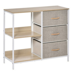 Homcom Chest Dresser Tower With 3 Drawers Storage Cabinet Organizer, Beige - thumbnail 2