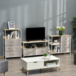 Homcom Chest Dresser Tower With 3 Drawers Storage Cabinet Organizer, Beige - thumbnail 7