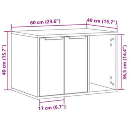 Vidaxl Cat Litter Box Enclosure Concrete Grey 60X40X40 Cm Engineered Wood - thumbnail 3