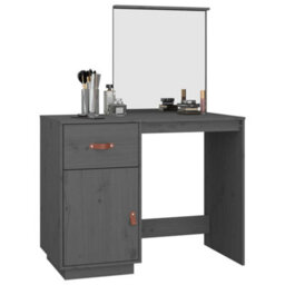 Berkfield Dressing Table Grey 95X50X134 Cm Solid Wood Pine - thumbnail 4