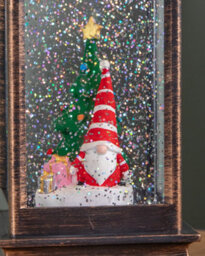 Samuel Alexander 28Cm Battery Powered Light Up Antique Lantern Christmas Water Spinner With Snowy Gonk Scene - thumbnail 4