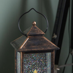 Samuel Alexander 28Cm Battery Powered Light Up Antique Lantern Christmas Water Spinner With Snowy Gonk Scene - thumbnail 3