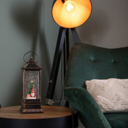 Samuel Alexander 28Cm Battery Powered Light Up Antique Lantern Christmas Water Spinner With Snowy Gonk Scene - thumbnail 2