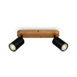 Briloner Gu10 Spotlight Black & Wood 2 Way Retro Ceiling Light