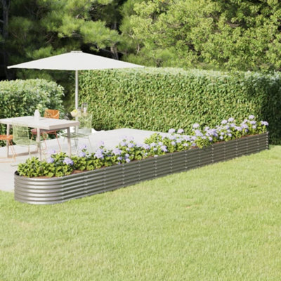 Berkfield Garden Planter Powder-Coated Steel 620X80X36 Cm Silver - image 1