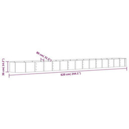 Berkfield Garden Planter Powder-Coated Steel 620X80X36 Cm Silver - thumbnail 6