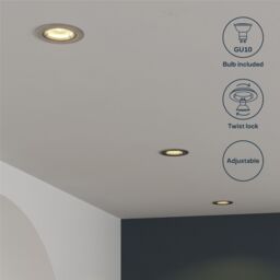 GoodHome Salk Brushed Chrome Nickel Effect Adjustable Led Warm White Downlight 4.8W Ip20, Pack Of 3 - thumbnail 5